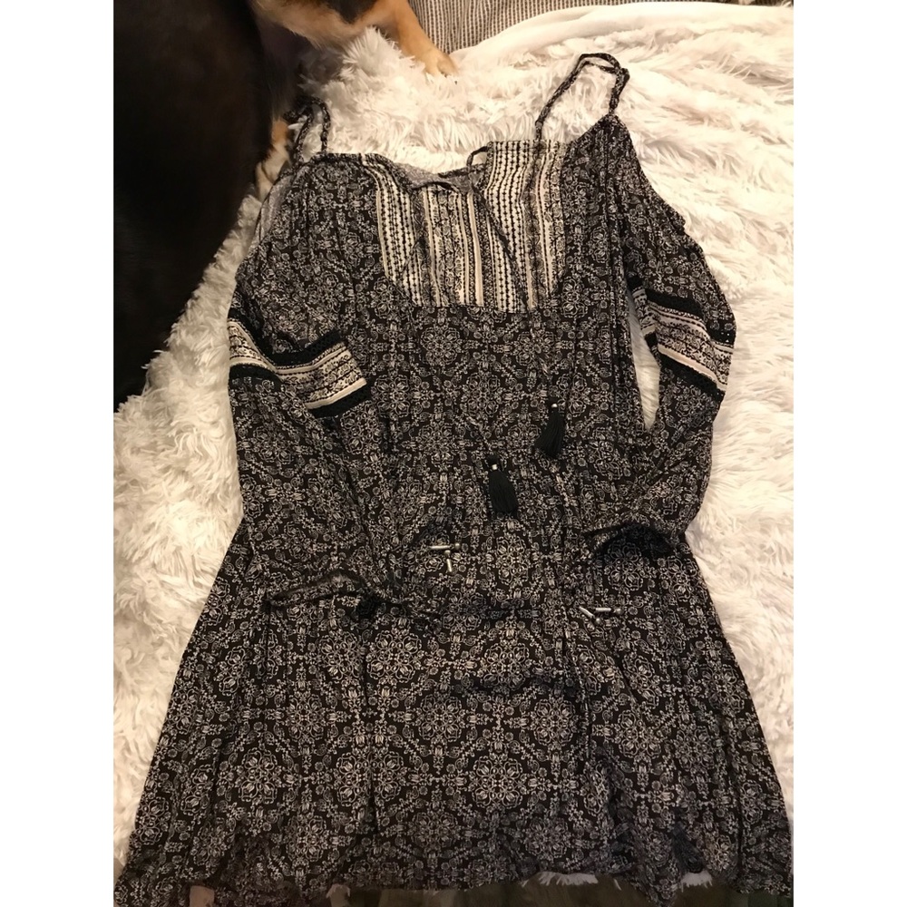 cold shoulder flowy cotton dress